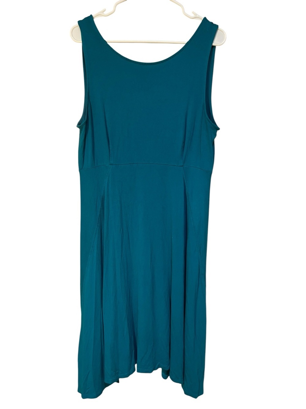 Eileen‎ Fisher Women's Size Large Boatneck Midi Dress Teal Blue Green Sleeveless